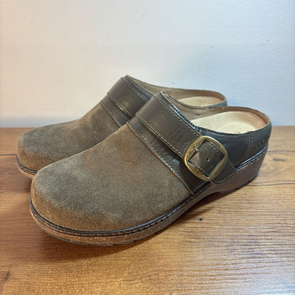 Earth Kulla Casual Mules Womens 7.5 M Olive Leather Clogs Shoes Slip On Comfort